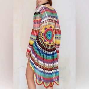 Unif Mandala Rainbow Crochet Sweater Cardigan - Boho look !! 💕